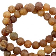 Natural stone beads round 4mm brown stone mat Multicolour dark brown